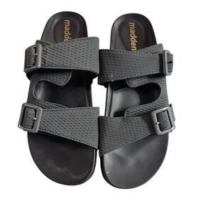 Madden Girl Sandals 2 strap stretch gray